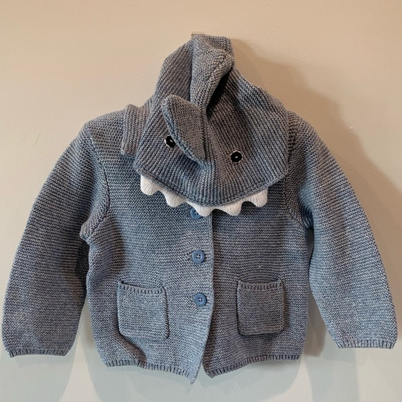 GAP Other - New Baby Gap Boy Knit Shark Hood Button Sweater